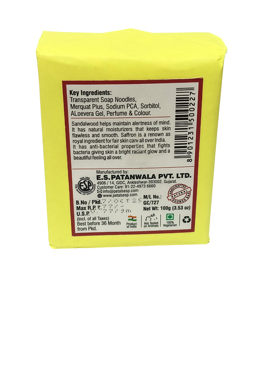 Sandalwood, Saffron with Aloevera Gel - 100g (3.53 oz)