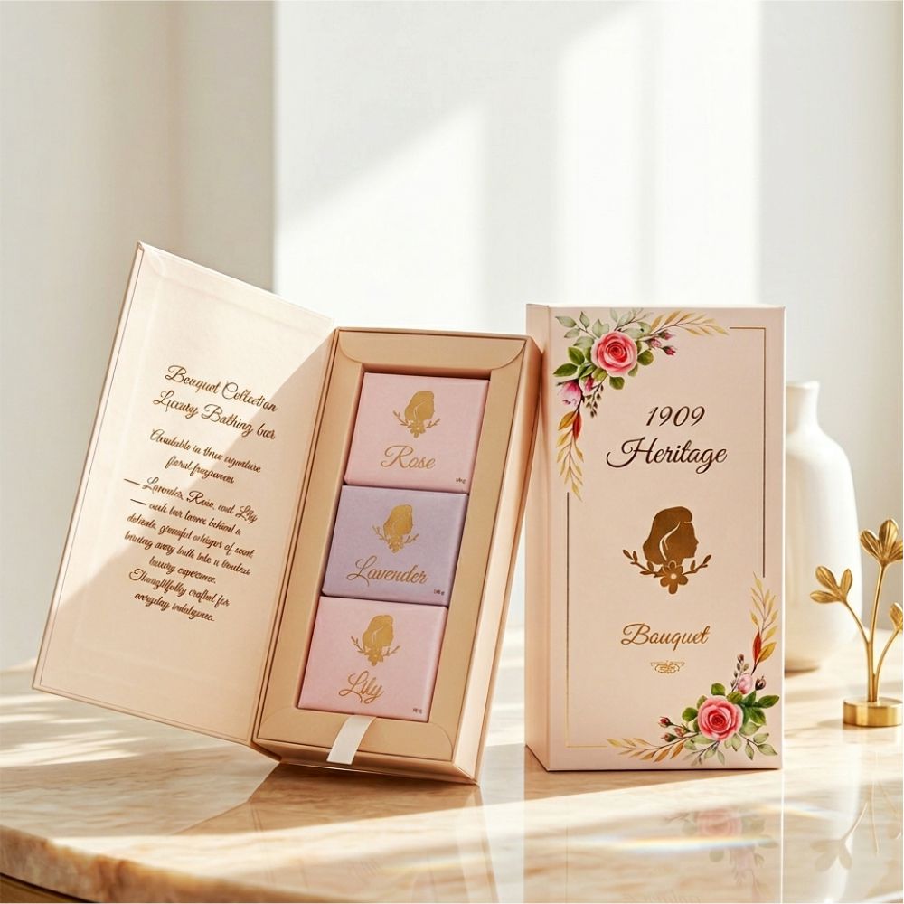 1909 Heritage Bouquet Luxury Bathing Bar 3 x 100gms Gift Set - 3x100g (300g)